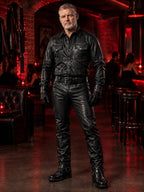 Men’s Police Officer Black Leather Shirt