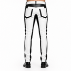 Men’s Black & White Leather Biker Pants - DOMINUS Leather