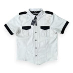 Men’s Police Style White Leather Shirt