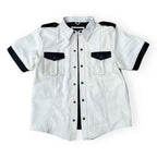 Men’s Police Style White Leather Shirt