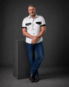 Men’s Police Style White Leather Shirt
